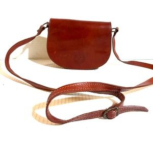 Firenze vintage Elegant Brown Leather Crossbody Bag